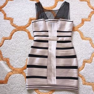 BCBGMAXAZRIA Brenda Stretch Satin Bandage Dress